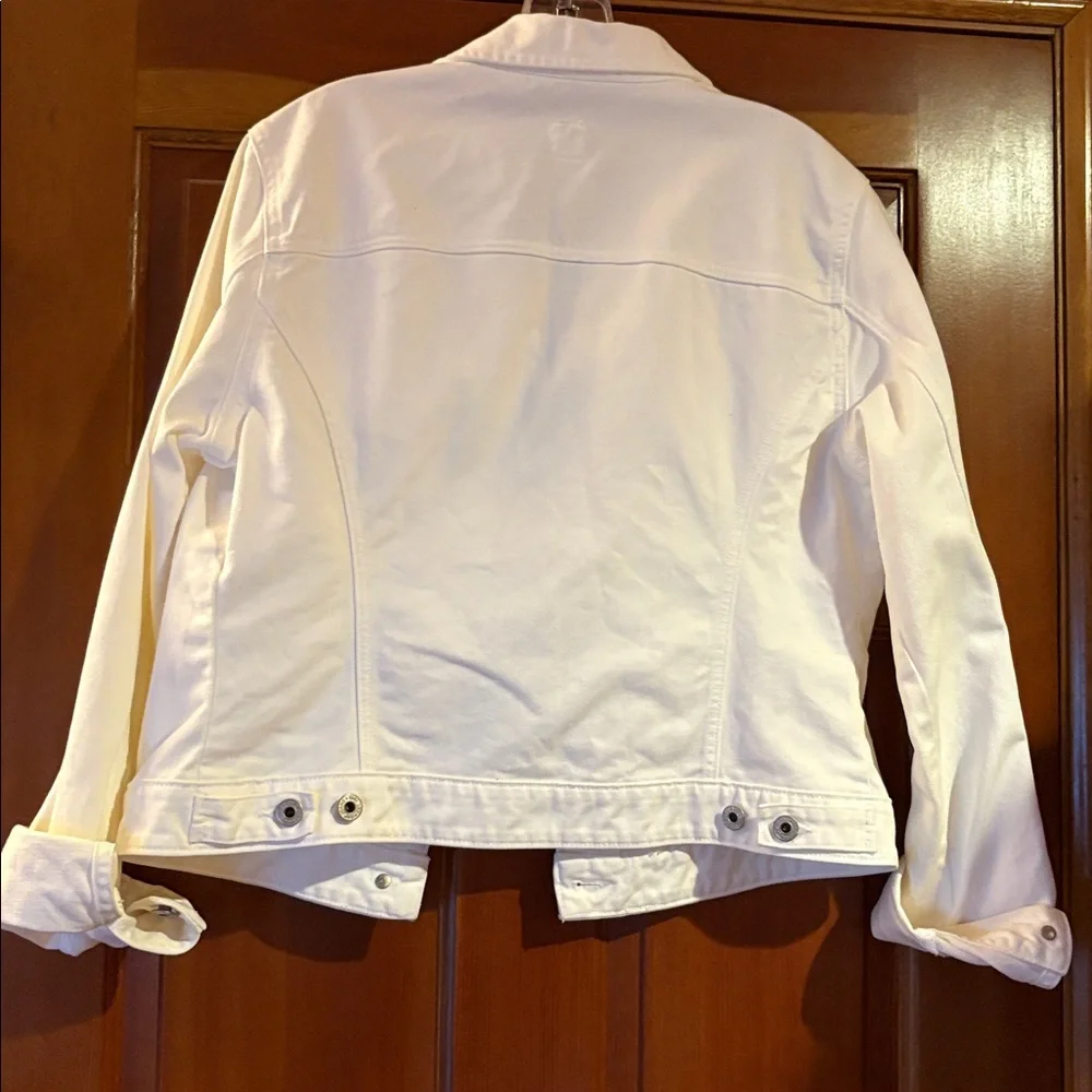 [Gap] Vintage White Denim Button-Up Casual Jean Jacket Long Sleeve Women’s Large - Picture 8 of 12